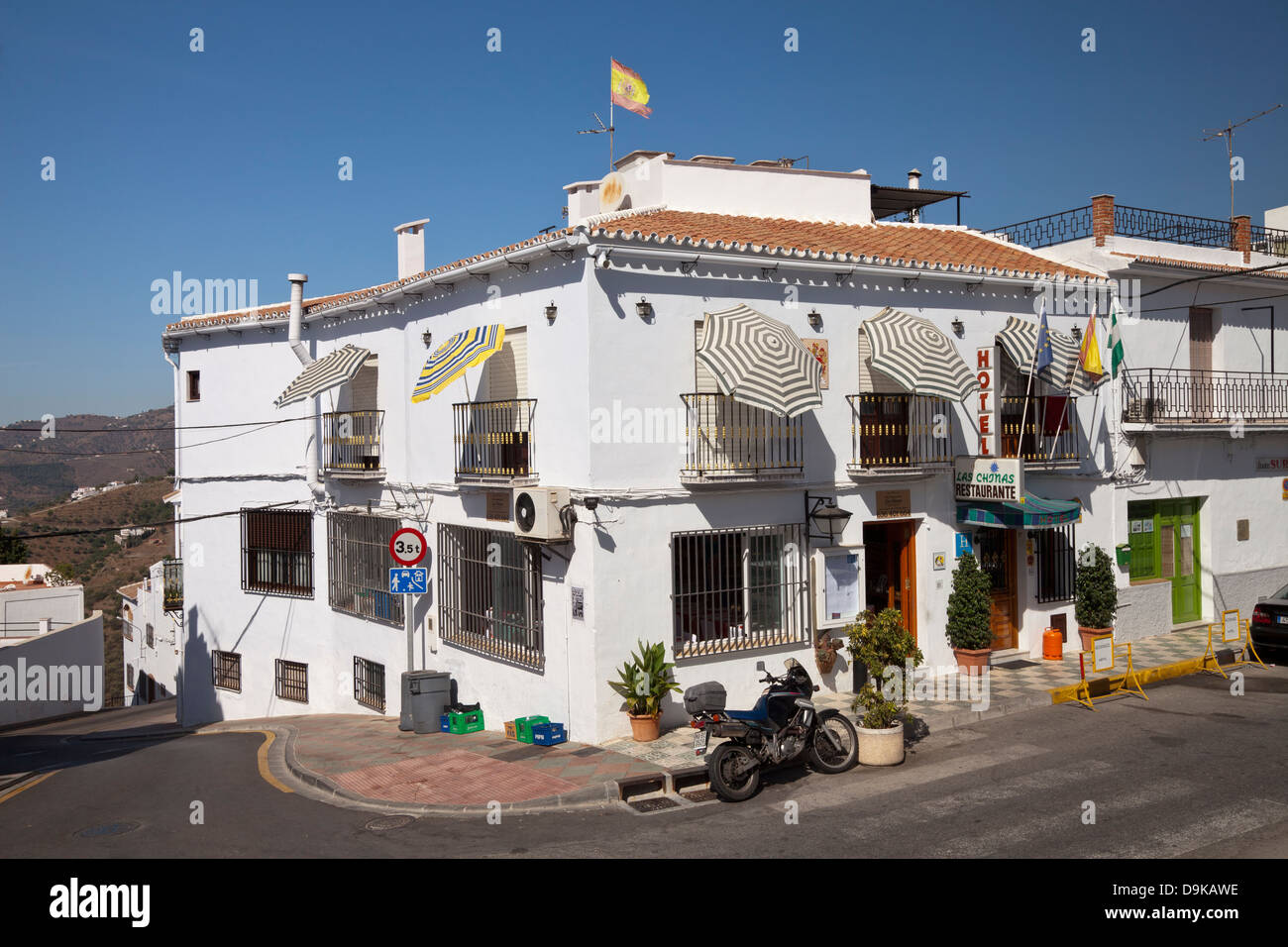 Hotel und Restaurant im Dorf Frigiliana, Nerja, Costa Del Sol, Andalusien, Spanien, Europa Stockfoto