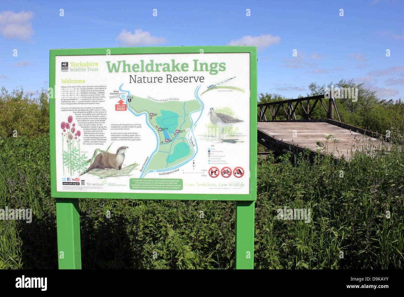 Wheldrake Ings Nature Reserve Zeichen Stockfoto