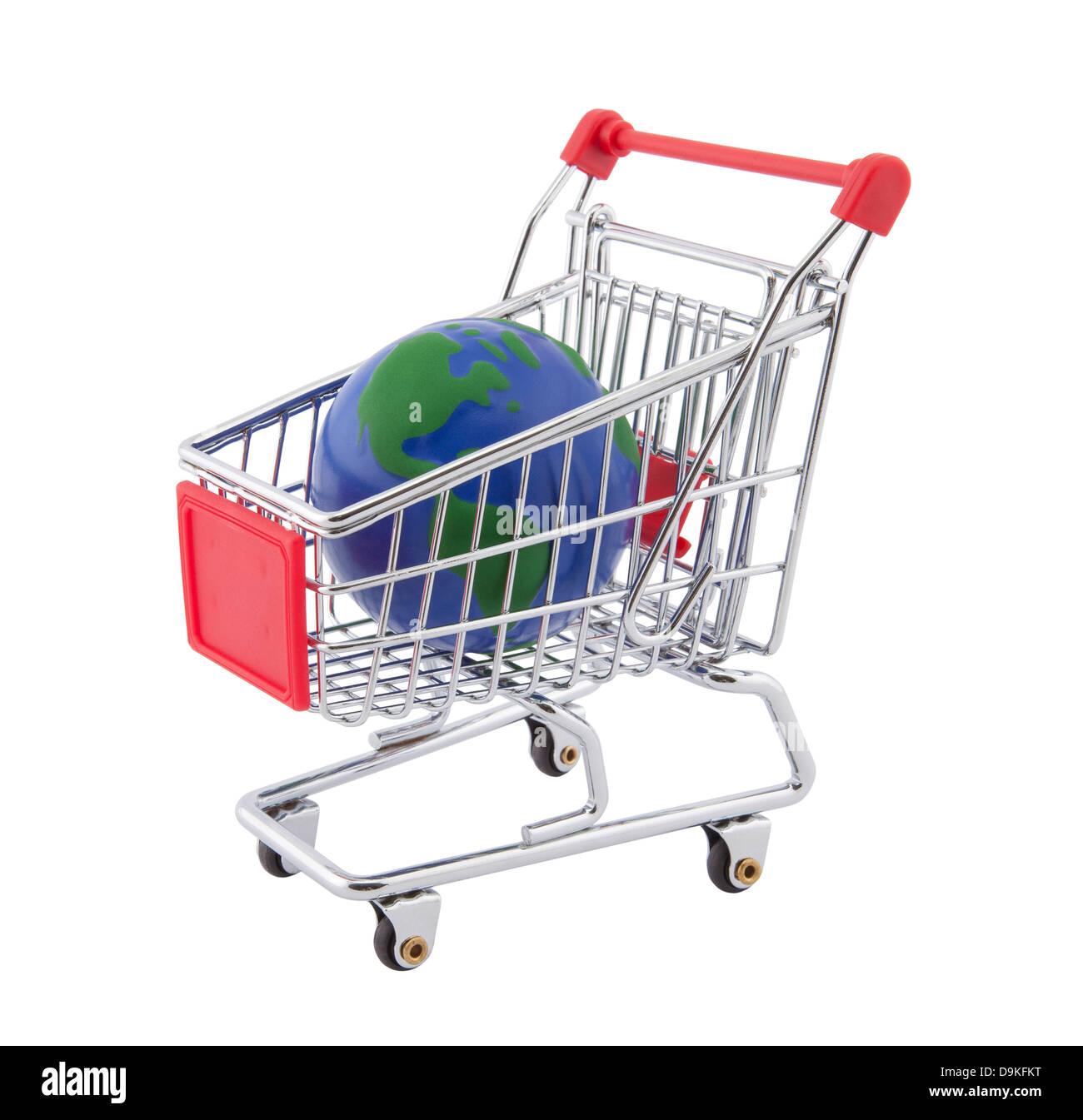 Globus und shopping Cart mit Beschneidungspfad Stockfoto