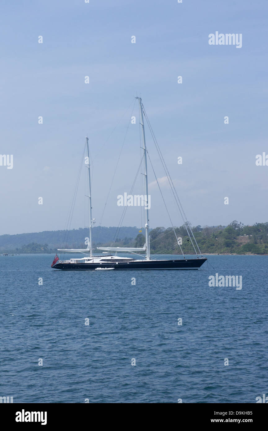 Segelboot auf dem Meer, Port Blair, Andamanen Bezirk, Andamanen, Andaman und Nicobar Inseln, Indien Stockfoto