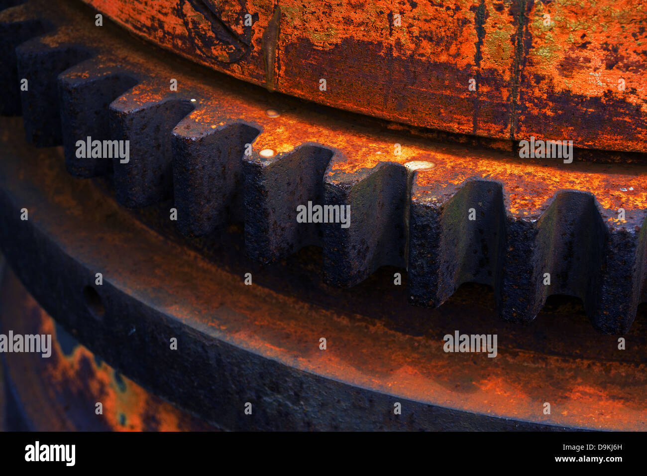 rostig und metallischen Zahnrad der alten Industrie Stockfoto