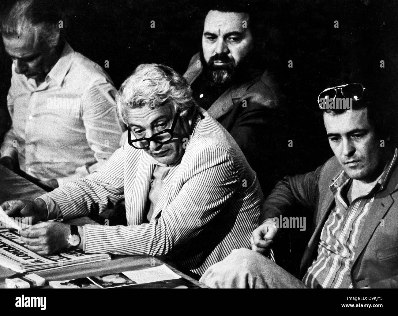 Ugo Pirro und Bernardo Bertolucci in der Sitzung gegen die Zensur der letzte Tango in Paris, 1972 Stockfoto