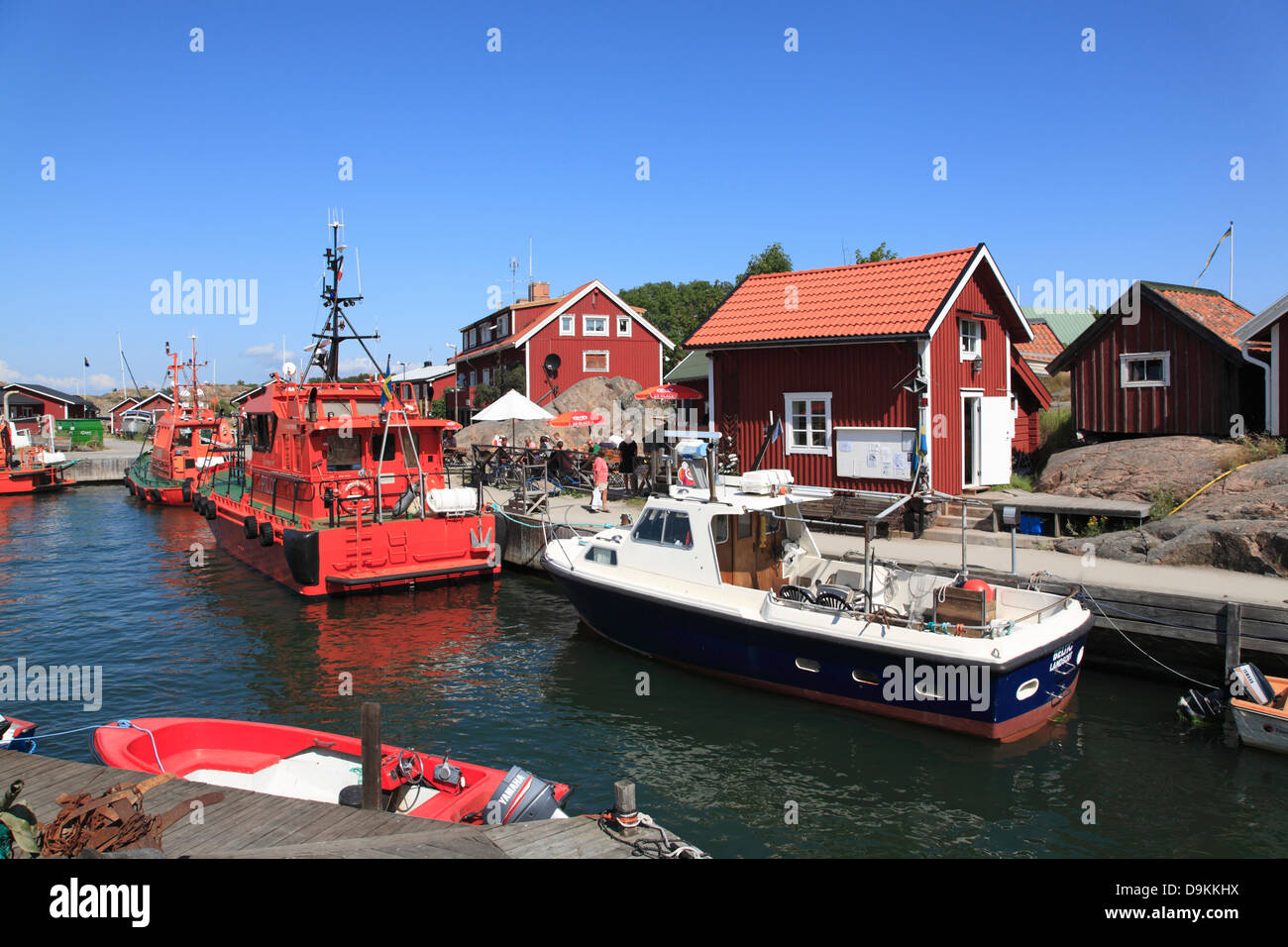 Pilot Boot in den Hafen von Landsort-Insel (Oeja), Hafen, Stockholmer Schären, Ostsee Küste, Schweden, Scandinavia Stockfoto
