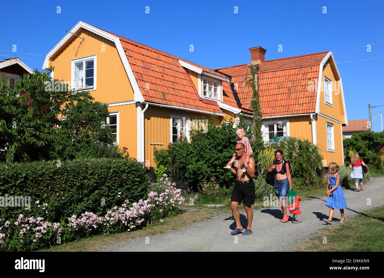 Landsort Insel (Oeja), typischen Holzhäusern, Stockholmer Schären, Ostsee, Schweden, Scandinavia Stockfoto