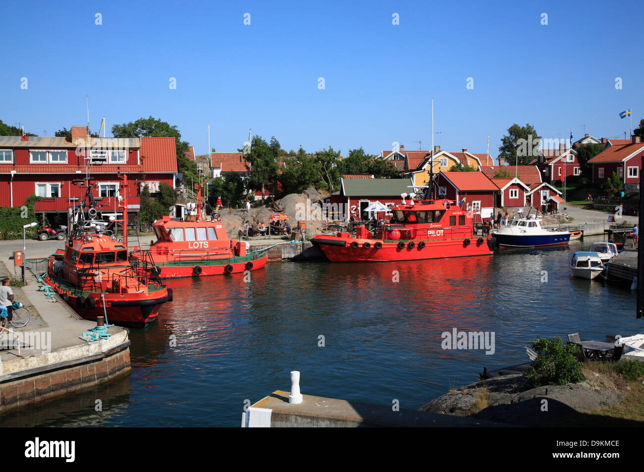 Pilot Boote in den Hafen von Landsort-Insel (Oeja), Hafen, Stockholmer Schären, Ostsee Küste, Schweden, Scandinavia Stockfoto
