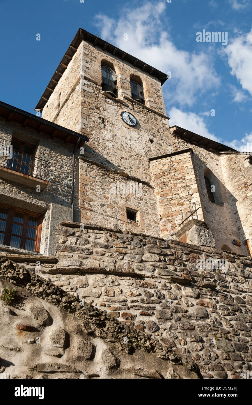 Kirche von Asunción - Sallent de Gállego, Huesca, Aragon, Spanien - Sallent de Gállego, Huesca, Aragon, Spanien Stockfoto
