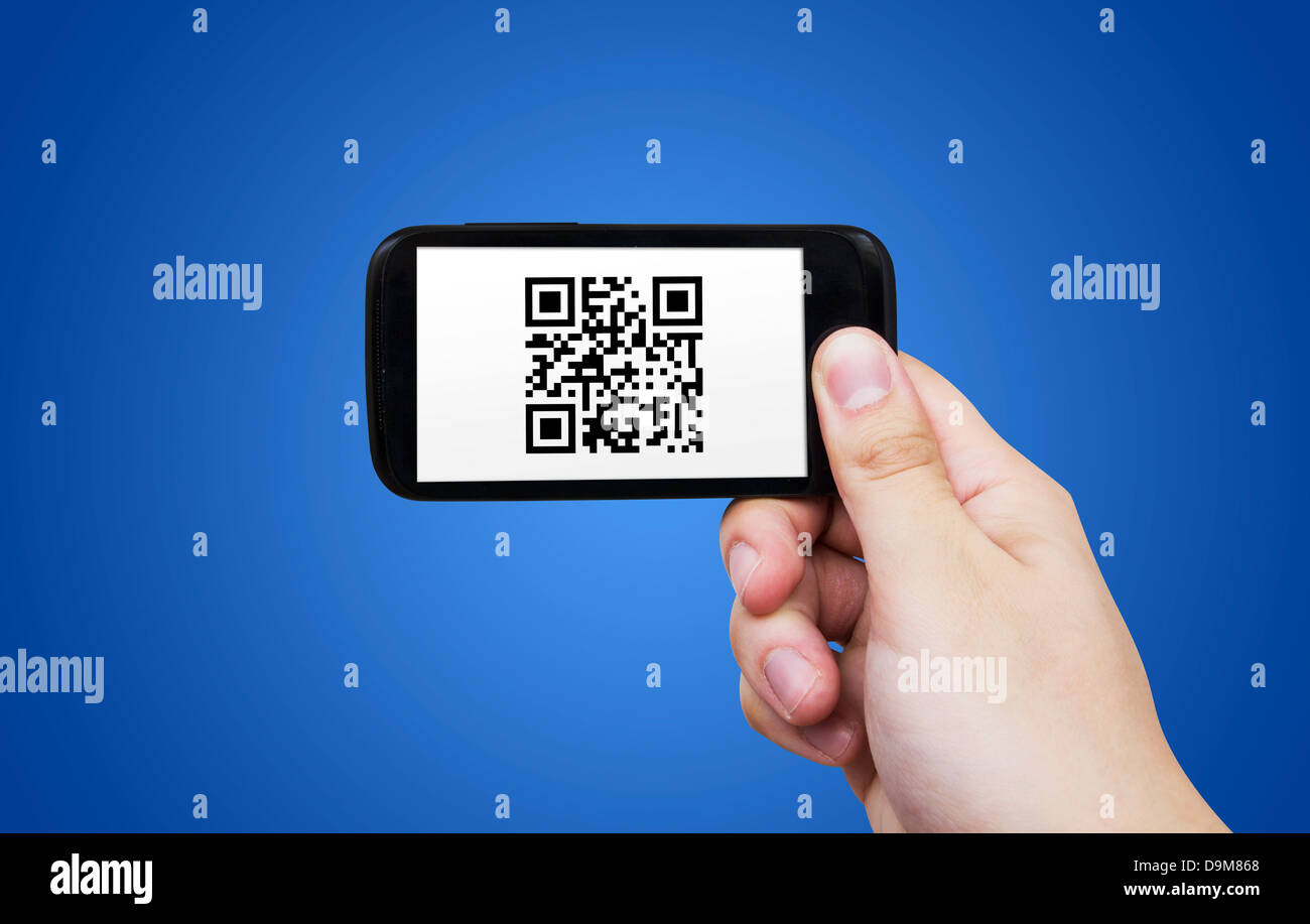 Smartphone scannen QR-code Stockfoto