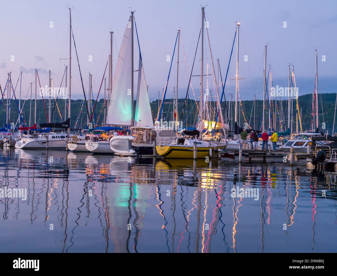 Hafen Hafengebiet von Watkins Glen New York Harbor Lights fest Stockfoto