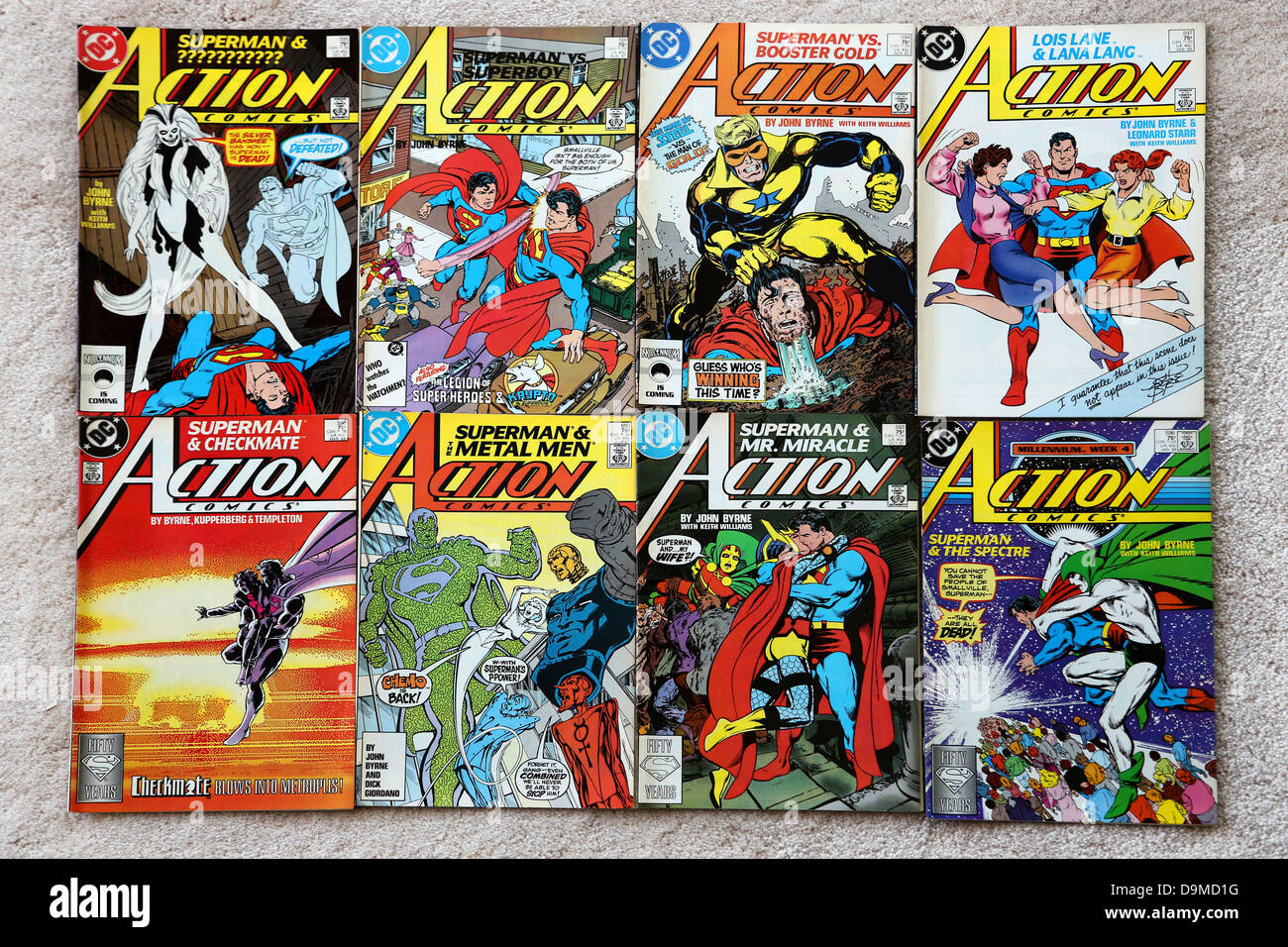 Sammlung von DC Comics Superman Action Comics Stockfoto