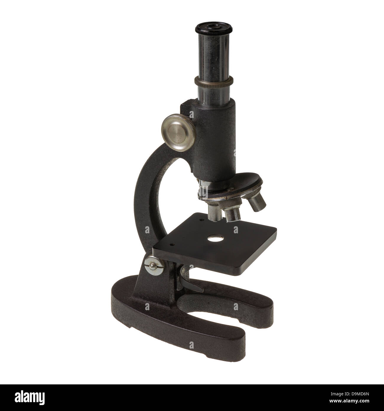 altes Mikroskop retro Objekttechnologie Rost isoliert Stockfoto