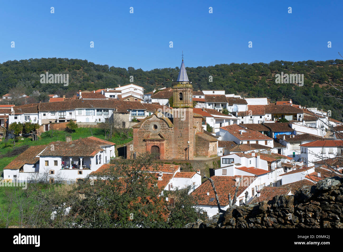 Panoramaaussicht, Valdelarco, Provinz Huelva, Andalusien, Spanien, Europa Stockfoto