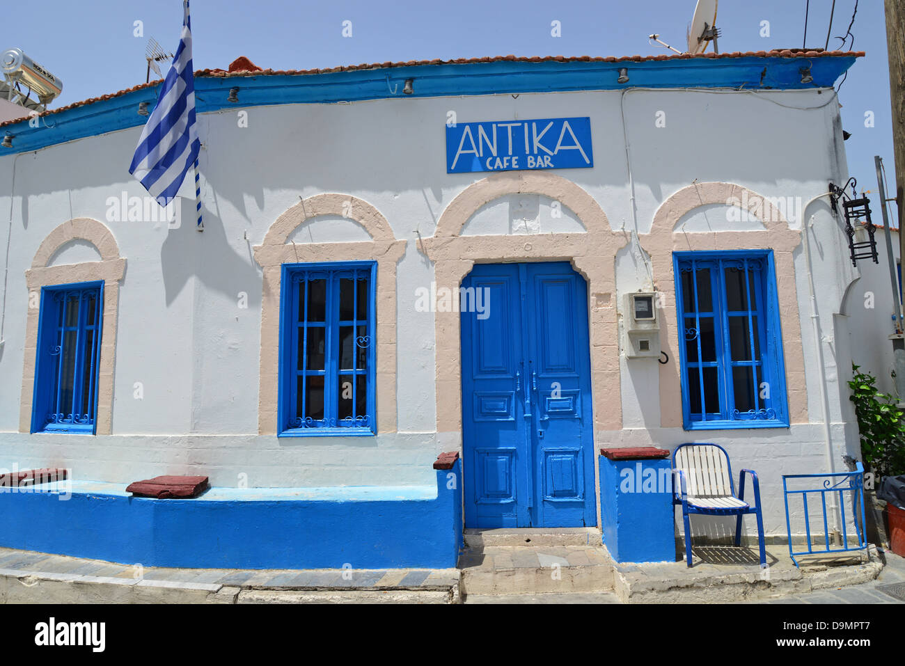 "Antika" Café-Bar, Gennadi, Rhodos (Rodos) Region, die Dodekanes, Süd Ägäis, Griechenland Stockfoto