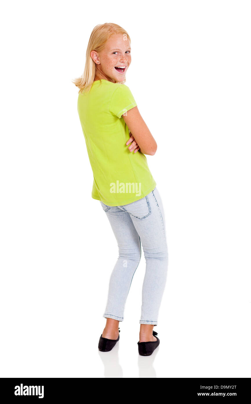 Crossed preteen girl Ausgeschnittene Stockfotos und -bilder - Alamy