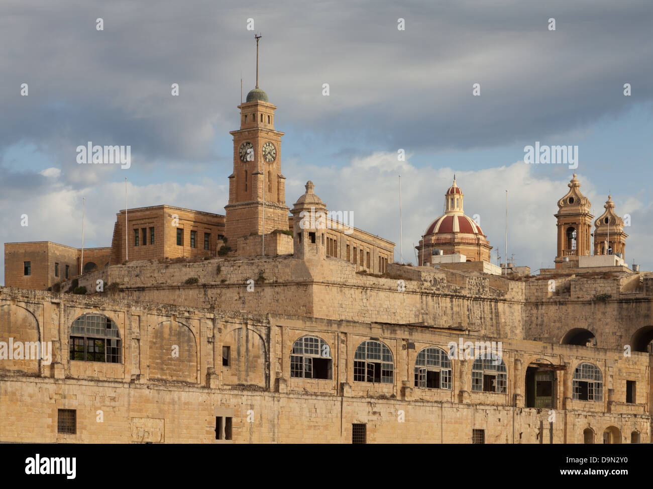 Saint Michael Bastion, Senglea, Kirche von San Lawrenz, Birgu, Malta. Stockfoto