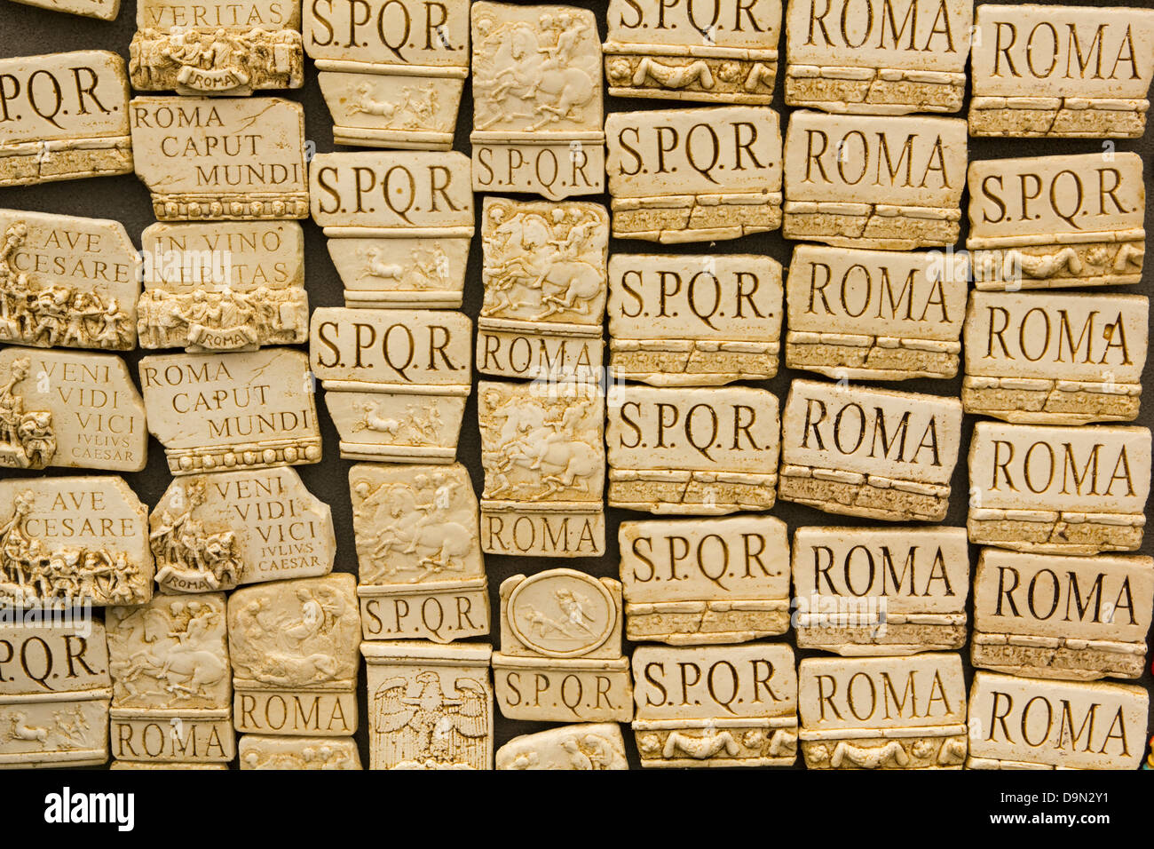 Satz von Souvenirs aus Rom, Italien, inspiriert durch das römische Reich Stockfoto