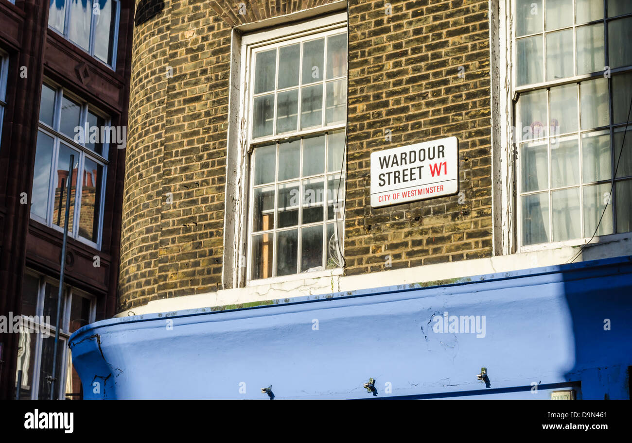 Wardour Street Zeichen. London, England. Stockfoto