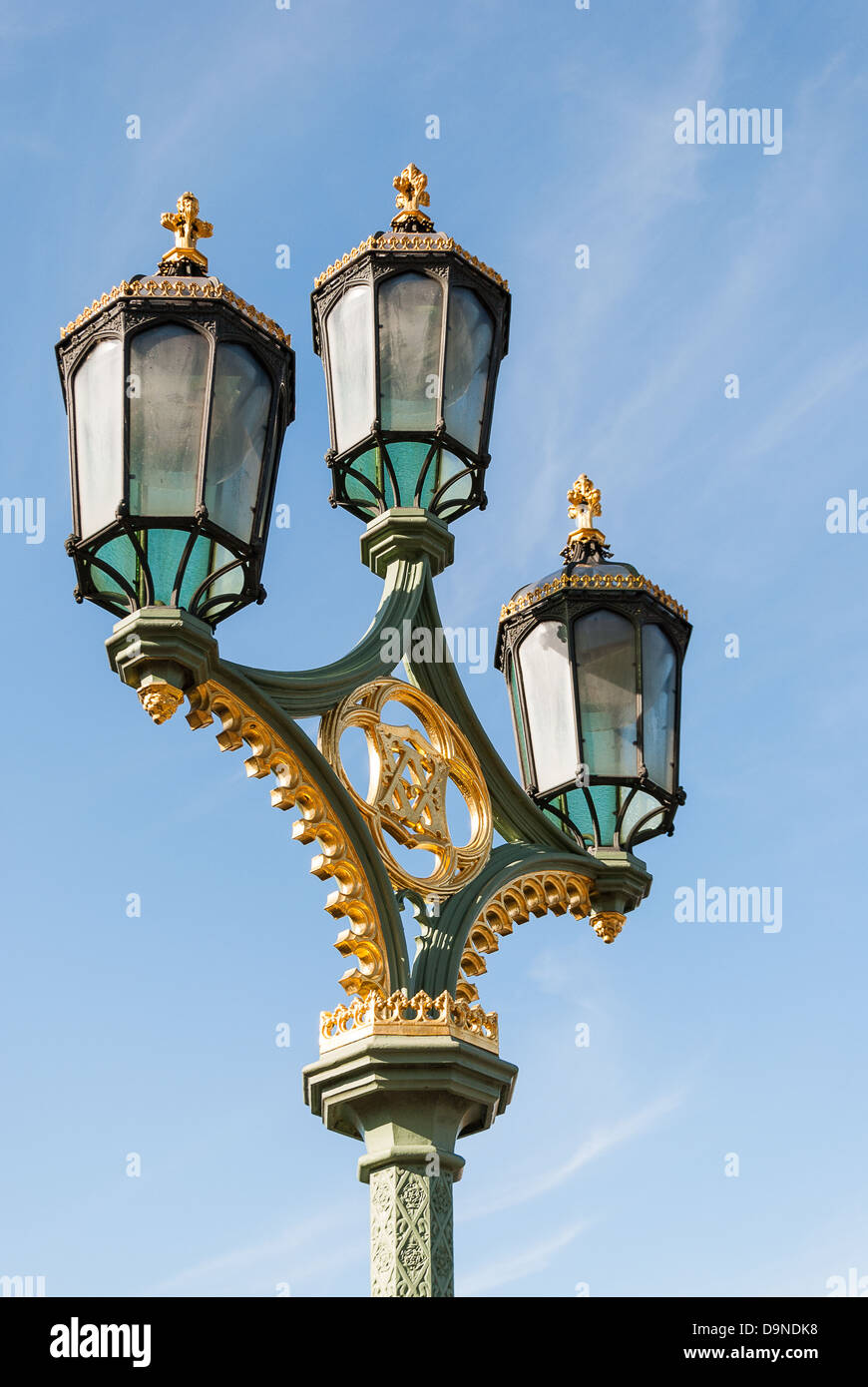 Straßenlaterne auf Westminster Bridge London Stockfoto