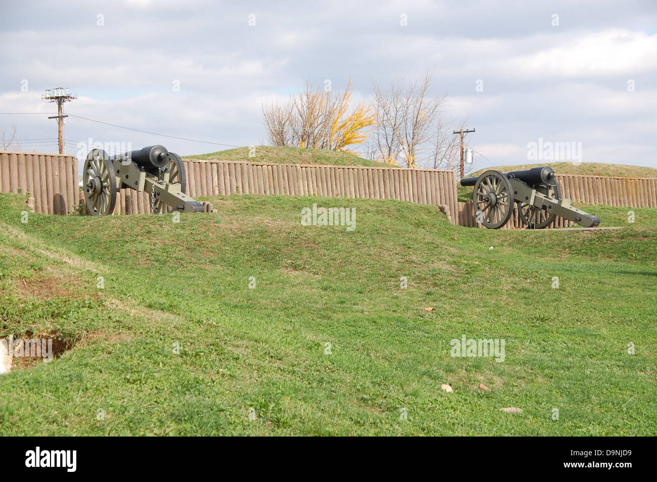 Fort Stevens, Teil der Verteidigung im Amerikanischen Bürgerkrieg, war eine wichtige militärische Stätte während des Bürgerkriegs. Mit Sitz in Washington, D.C. spielte sie eine wichtige Rolle bei der Verteidigung der Hauptstadt gegen konföderierte Truppen. Heute ist er als Nationalpark erhalten und bietet Bildungsprogramme über seine historische Bedeutung an. Stockfoto
