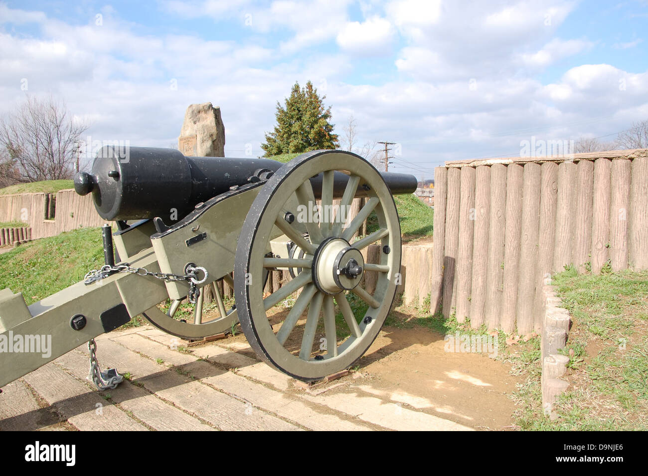 Fort Stevens, Teil der Verteidigung im Amerikanischen Bürgerkrieg, war ein wichtiger Ort während des Bürgerkriegs. Heute dient es als historischer Park, der die Besucher über die Rolle des Forts bei der Verteidigung der Hauptstadt informiert. Stockfoto