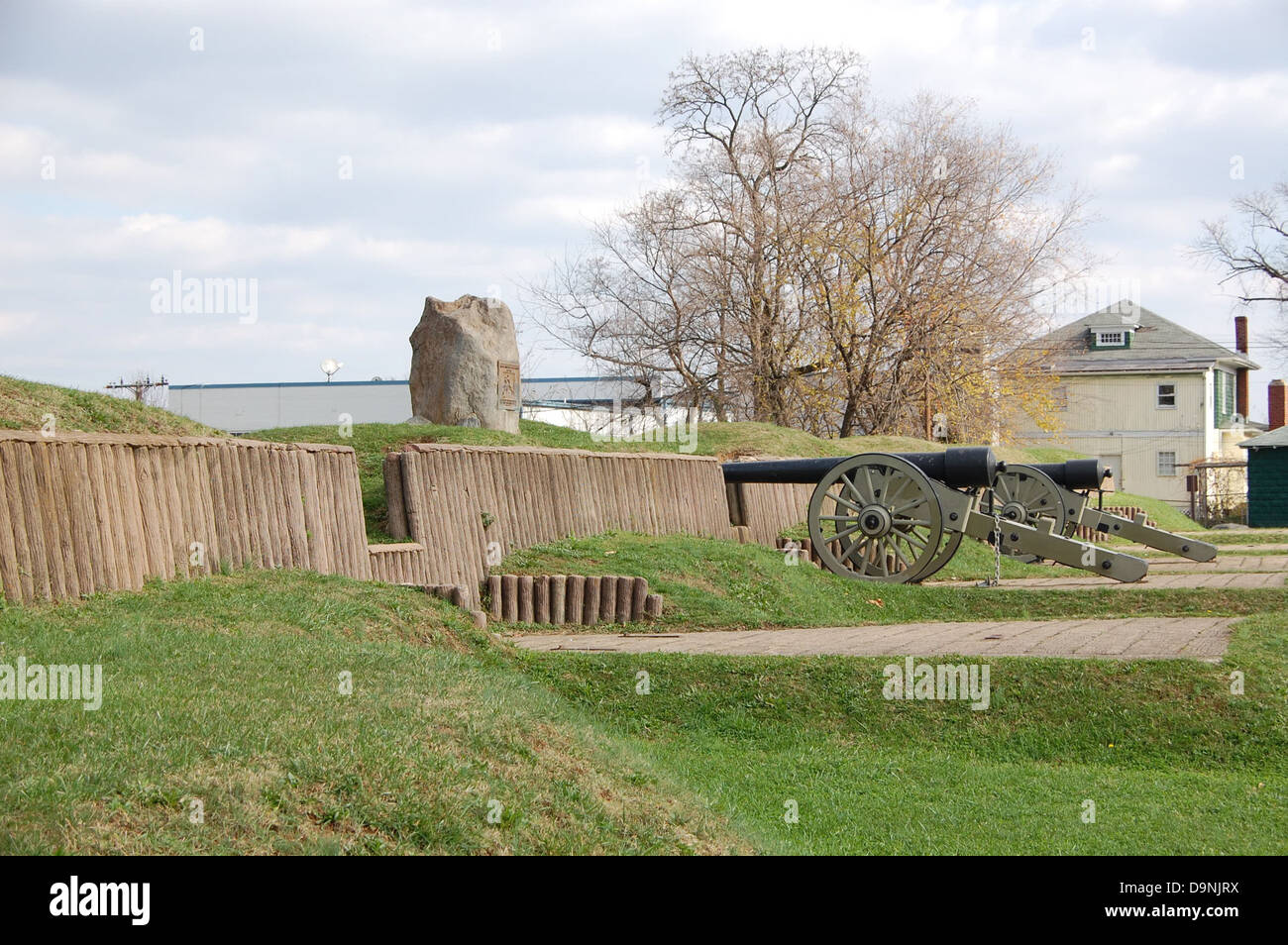 Fort Stevens, Teil der Verteidigung im Amerikanischen Bürgerkrieg, war ein wichtiger Ort während des Bürgerkriegs. Das Fort spielte eine Rolle beim Schutz der Hauptstadt vor Angriffen der Konföderierten und ist heute als historischer Park erhalten. Stockfoto
