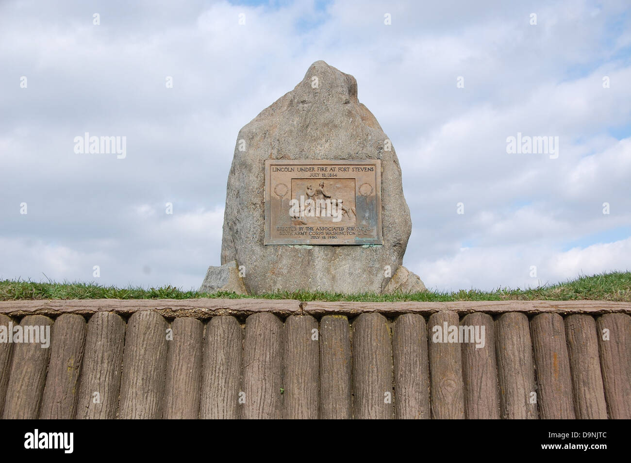 Fort Stevens, Teil der Verteidigung im Bürgerkrieg, ist ein wichtiger historischer Ort, an dem die Gewerkschaftskräfte Washington, D.C. während des Bürgerkriegs verteidigten. Sie bietet einen Einblick in die Militärgeschichte und Befestigungsanlagen. Stockfoto