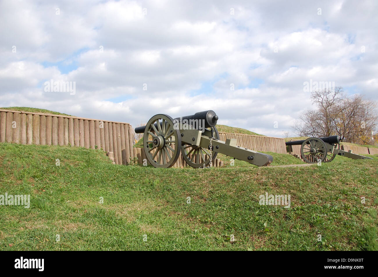 Fort Stevens, Teil der Verteidigung im Amerikanischen Bürgerkrieg, ist eine wichtige historische Stätte, die die US-Hauptstadt während des Bürgerkriegs schützte. Heute dient er als Nationalpark für Bildung und Erhaltung. Stockfoto