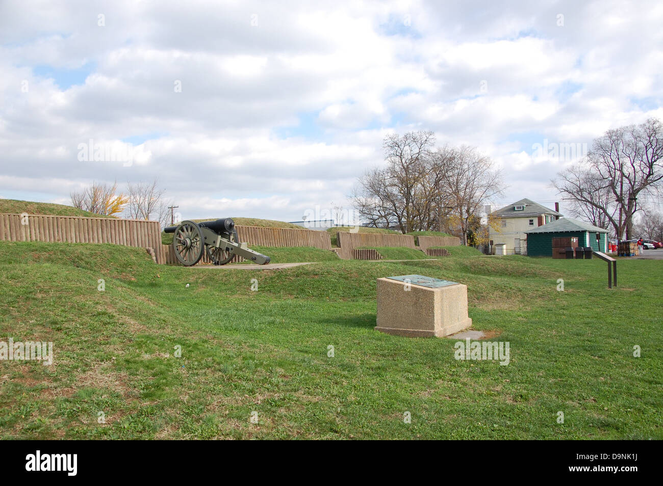 Fort Stevens, Teil der Verteidigung im Bürgerkrieg, war ein wichtiger Ort während des Bürgerkriegs. Das Fort spielte eine Schlüsselrolle bei der Verteidigung der Hauptstadt der Nation vor konföderierten Truppen im Jahr 1864. Die Stätte bietet historische Touren und Bildungsprogramme. Stockfoto