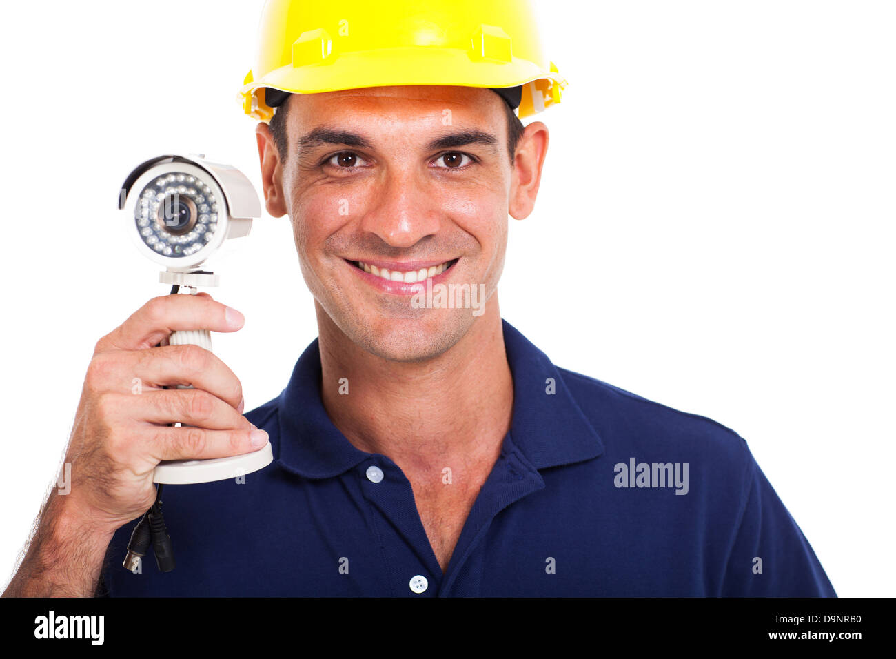 Porträt von glücklich cctv System Installer hautnah Stockfoto