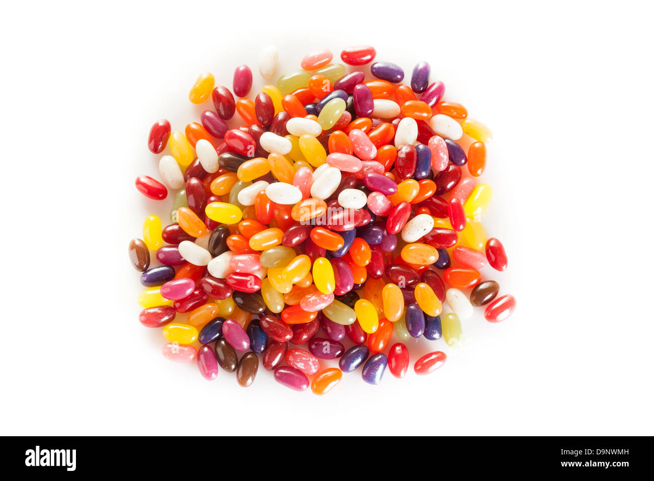 Bunt gemischte fruchtige Jelly Beans auf einem Hintergrund Stockfoto