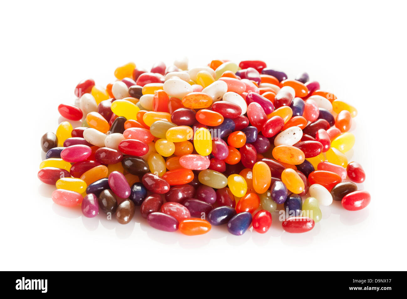 Bunt gemischte fruchtige Jelly Beans auf einem Hintergrund Stockfoto