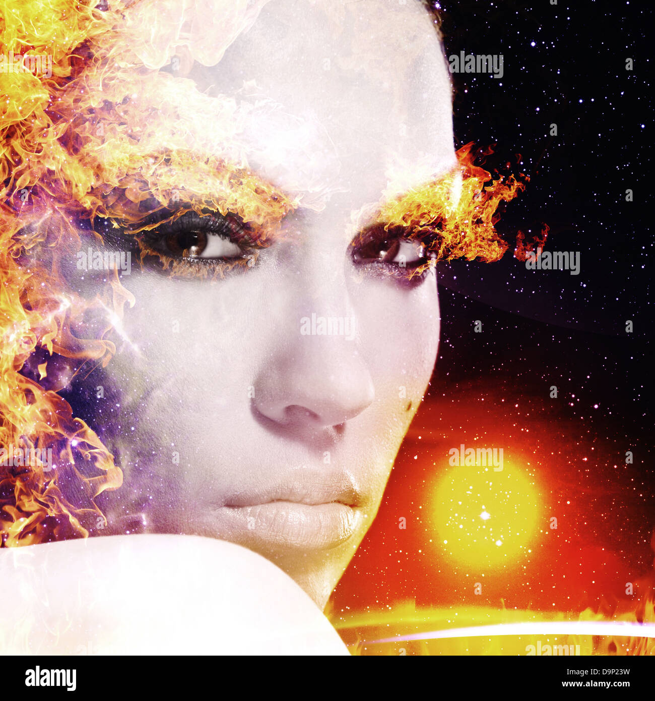 Firestarter. Abstrakte weibliche Porträt Stockfoto