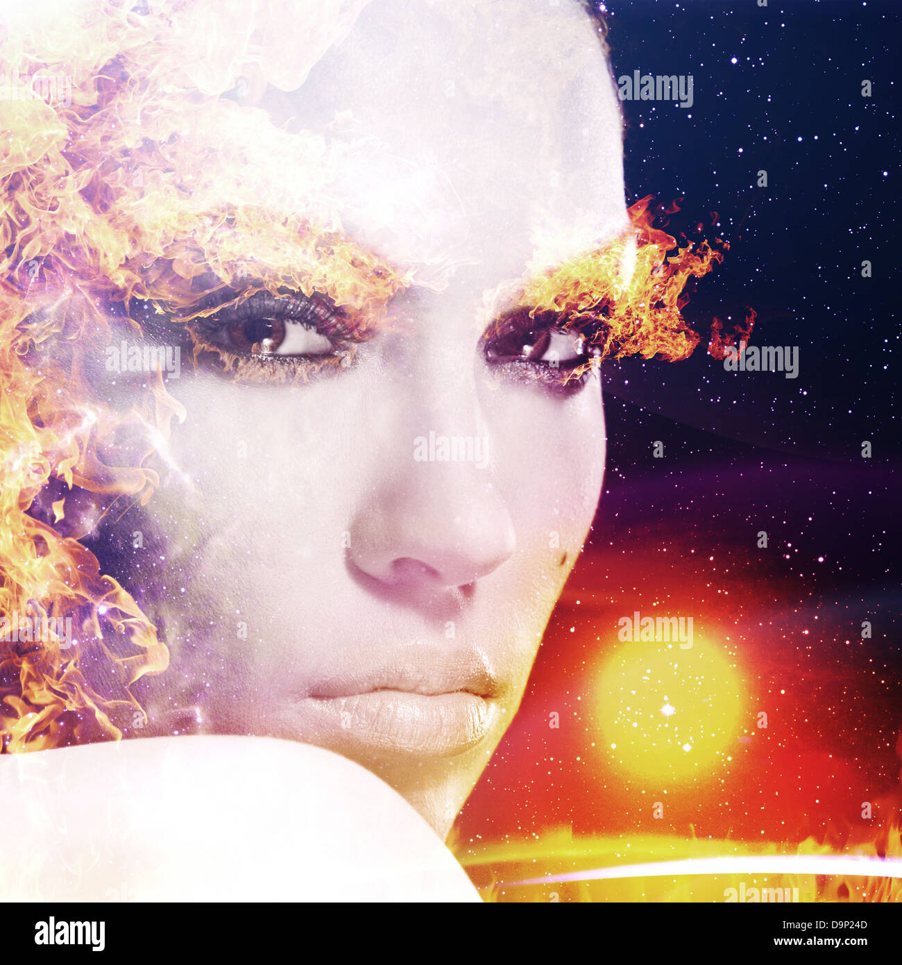 Firestarter. Abstrakte weibliche Porträt Stockfoto