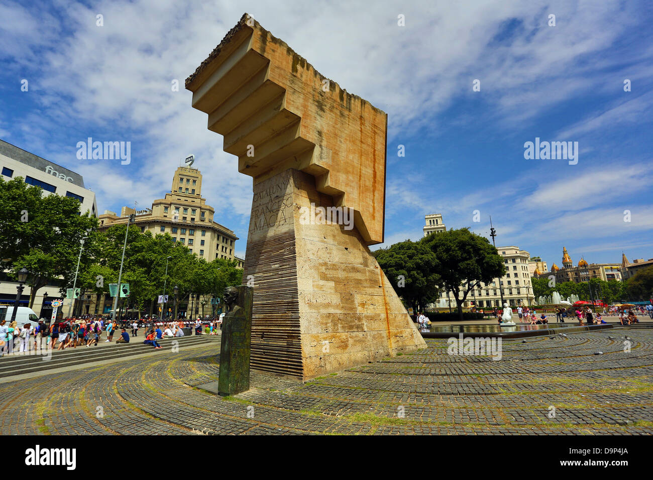 Francesc Macia Denkmal in der Placa de Catalunya in Barcelona, Spanien Stockfoto