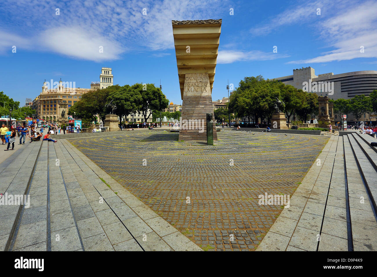 Francesc Macia Denkmal in der Placa de Catalunya in Barcelona, Spanien Stockfoto