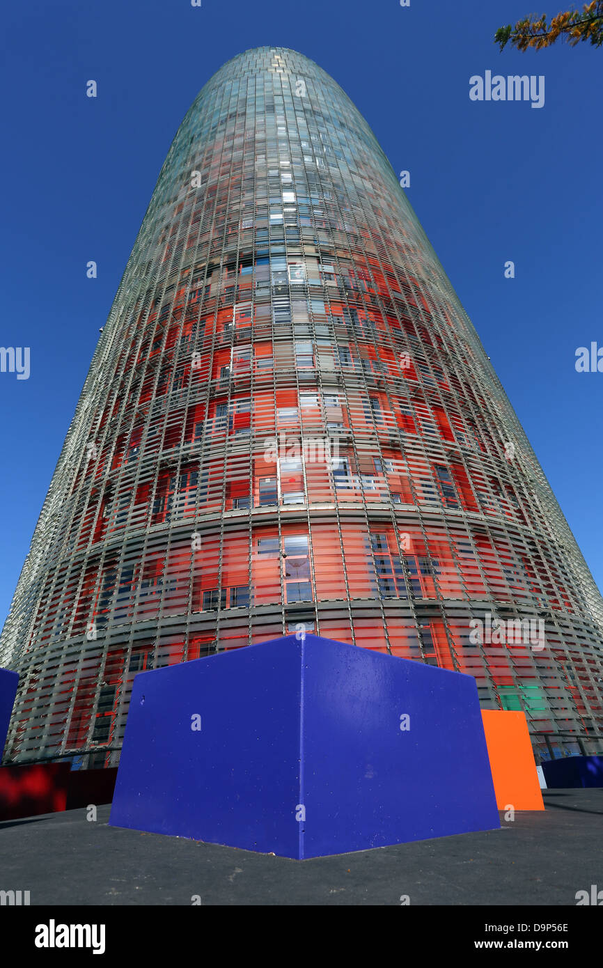 Torre Agbar Turm moderne Bürogebäude in Glories, Barcelona, Spanien Stockfoto