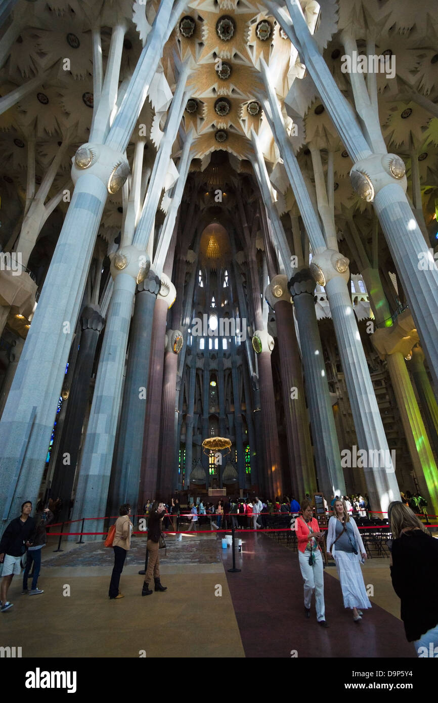 Basilika La Sagrada Familia, Interieur, Barcelona, Spanien Stockfoto