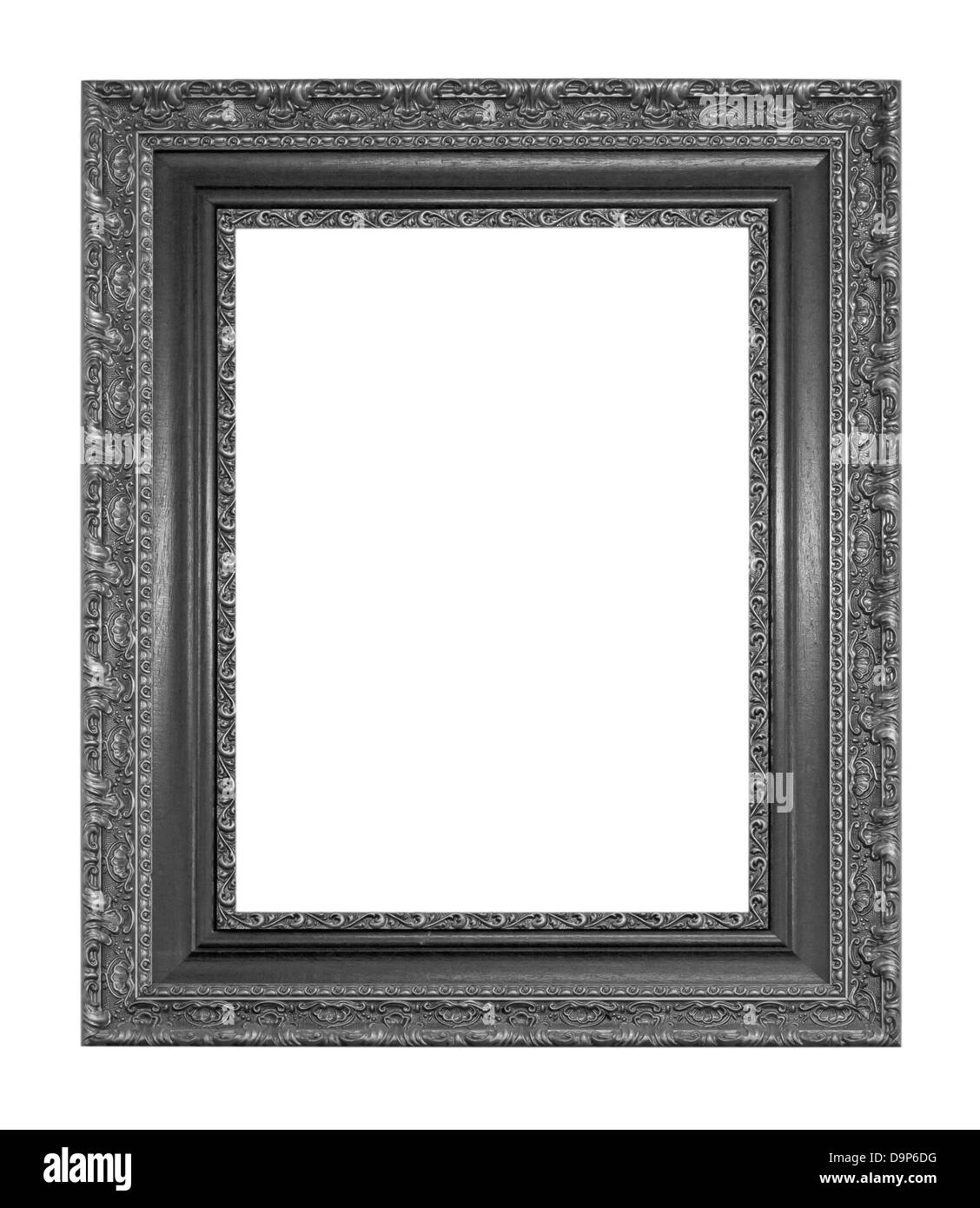 Einen schwarzen Bilderrahmen mit Beschneidungspfad isoliert. Stockfoto