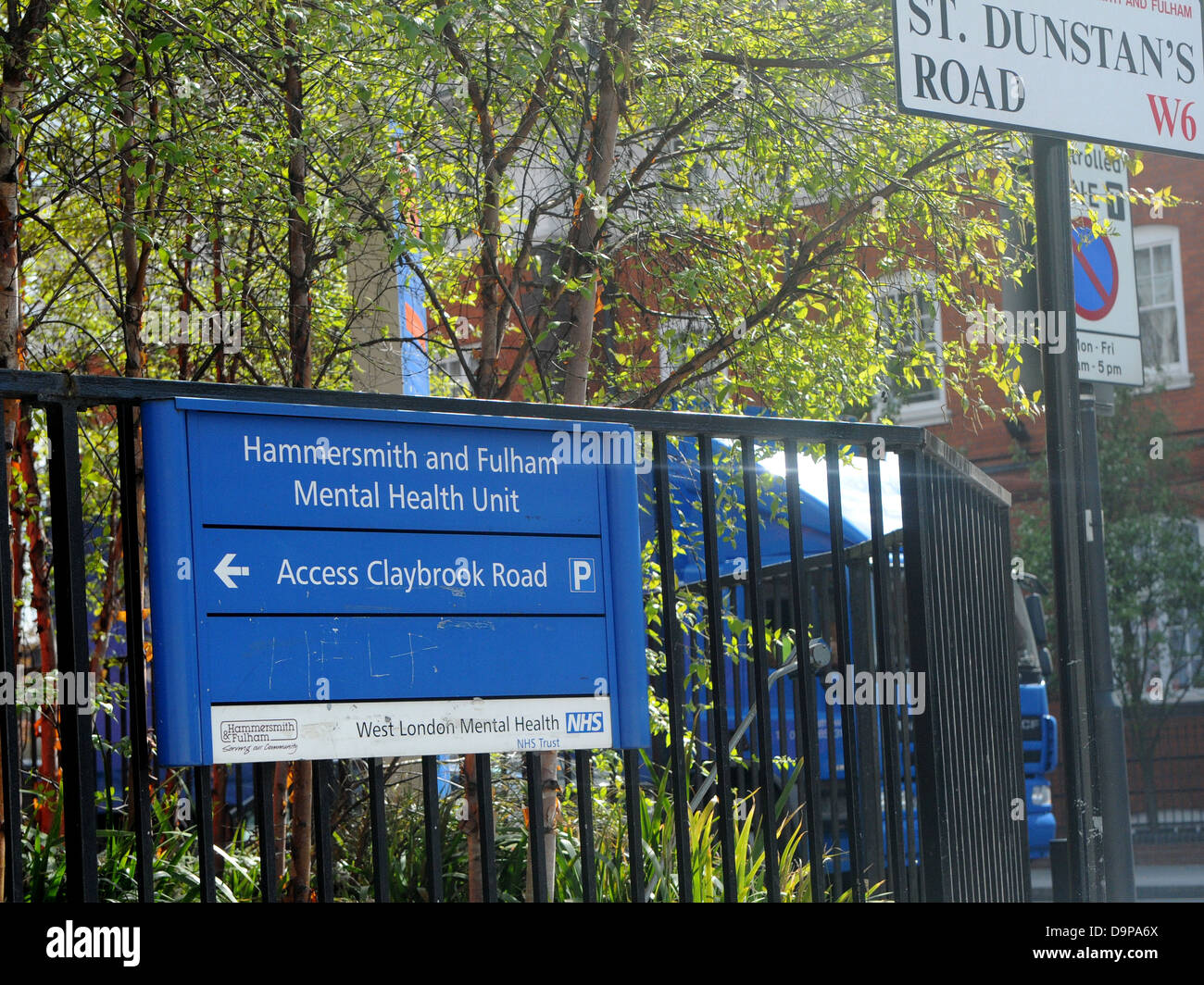 Ein Zeichen für Hammersmith & Fulham Mental Health Unit. Stockfoto