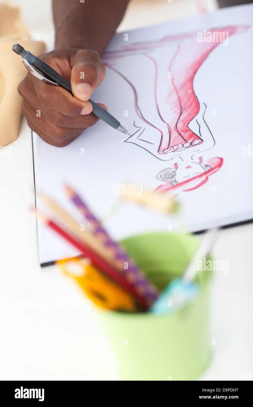 Künstlerische Mann Zeichnung Kleidung Stockfoto