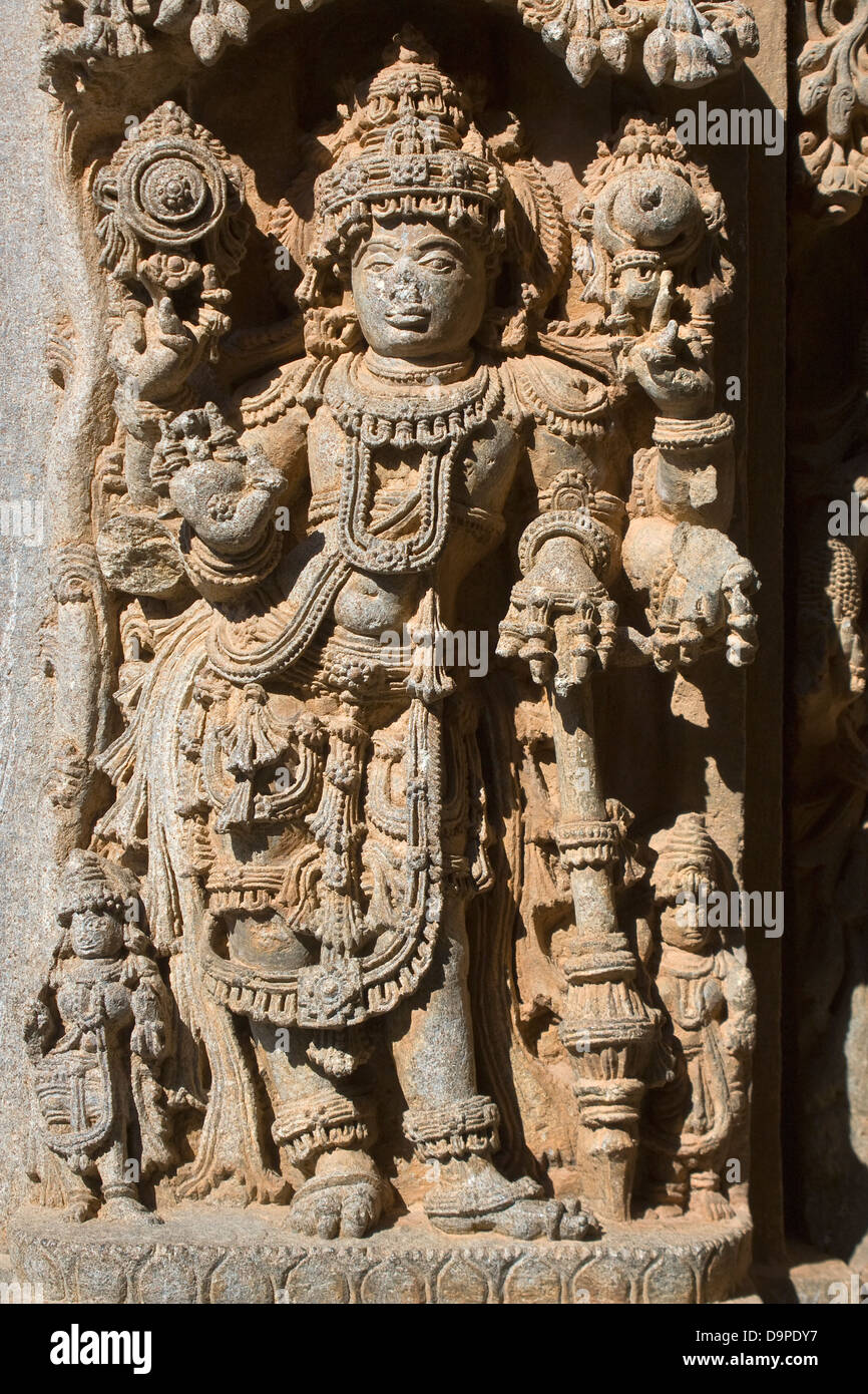 Asien, Indien, Karnataka, Somnathpur, Keshav Tempel Stein schnitzen Stockfoto