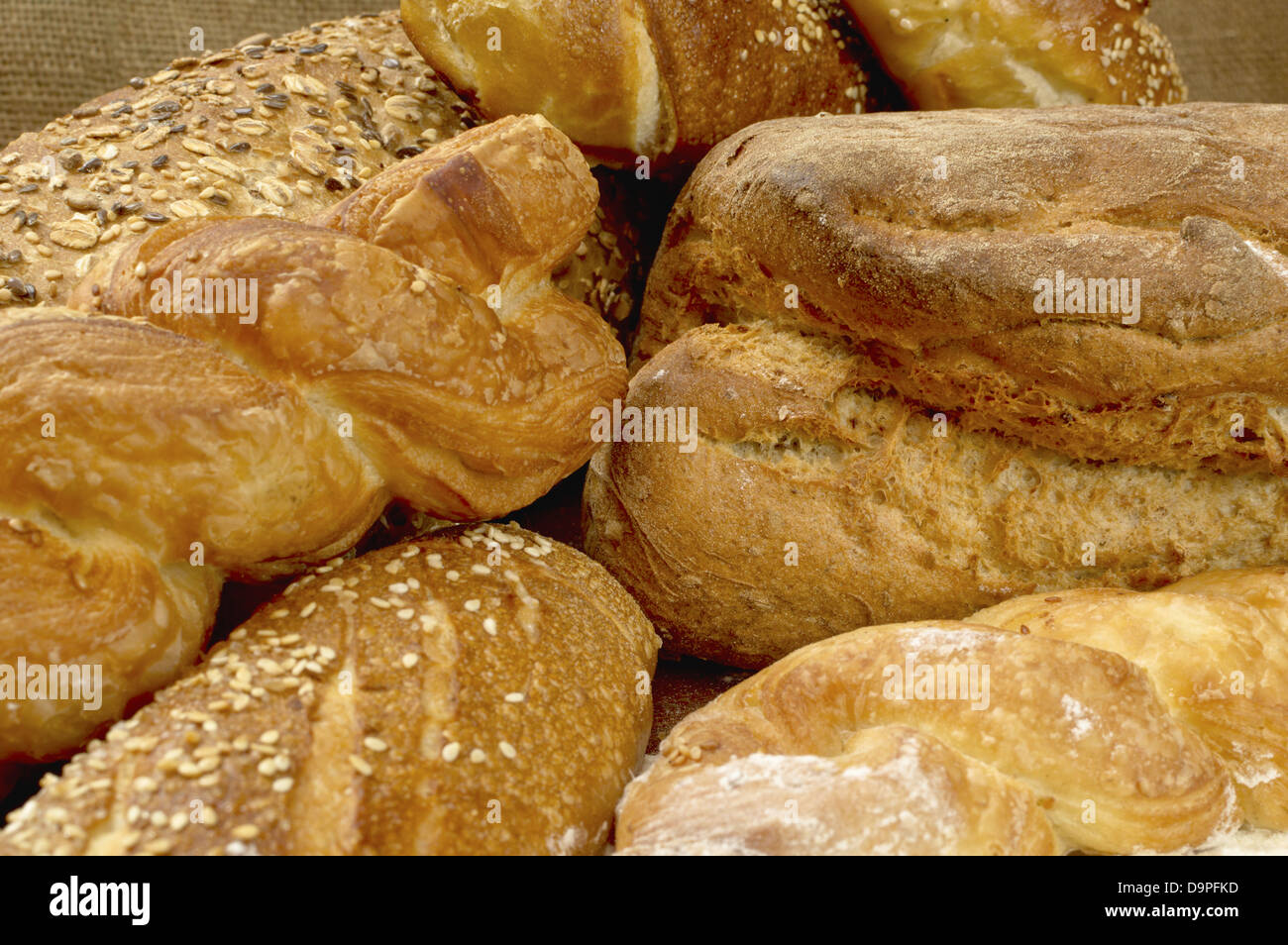 Lecker frisch knackig und warm hausgemachtes Brot. Stockfoto