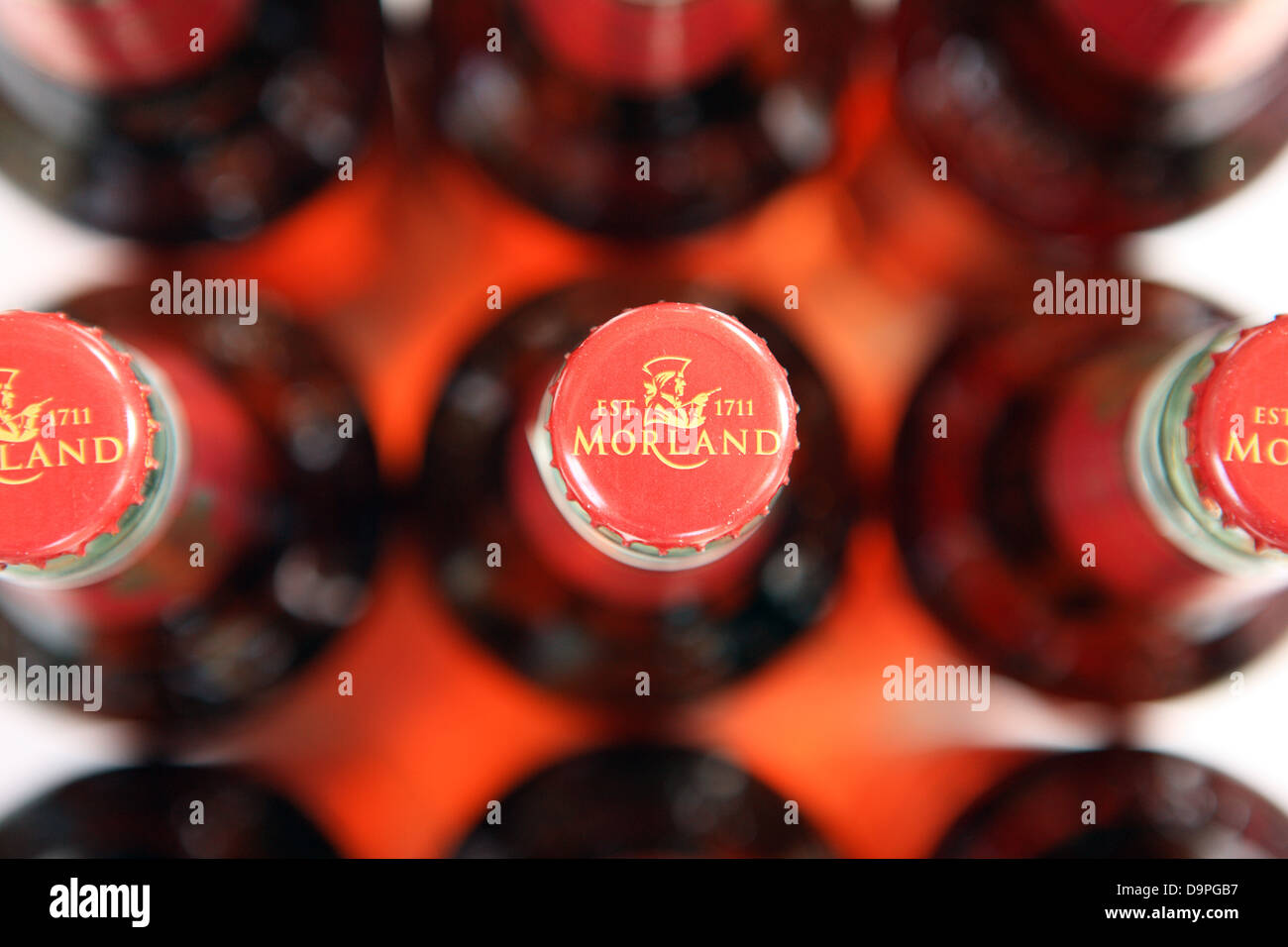 Morland Bier Kronkorken Stockfoto