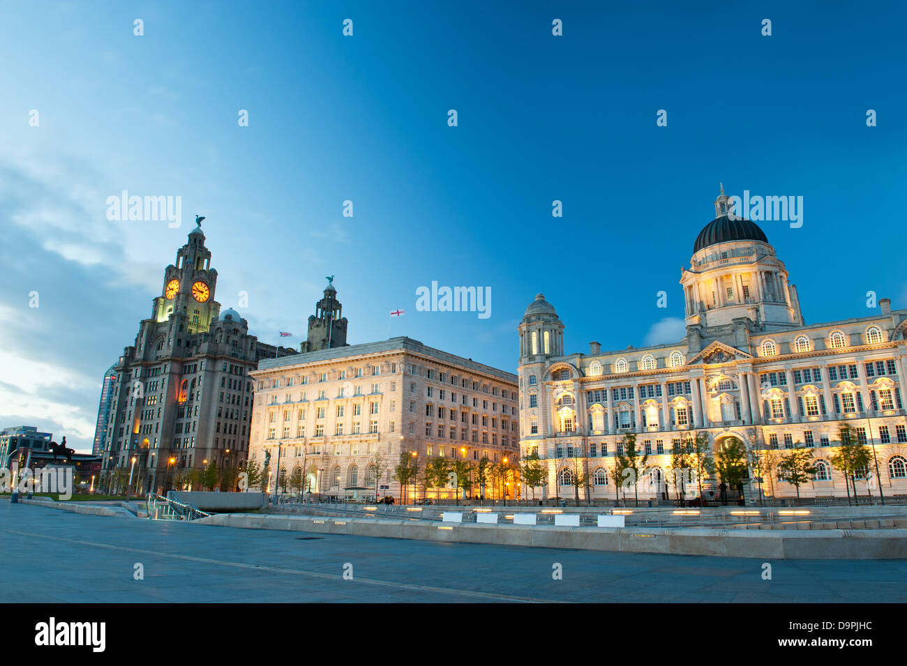 Stadtzentrum von Liverpool in der Nacht Stockfoto