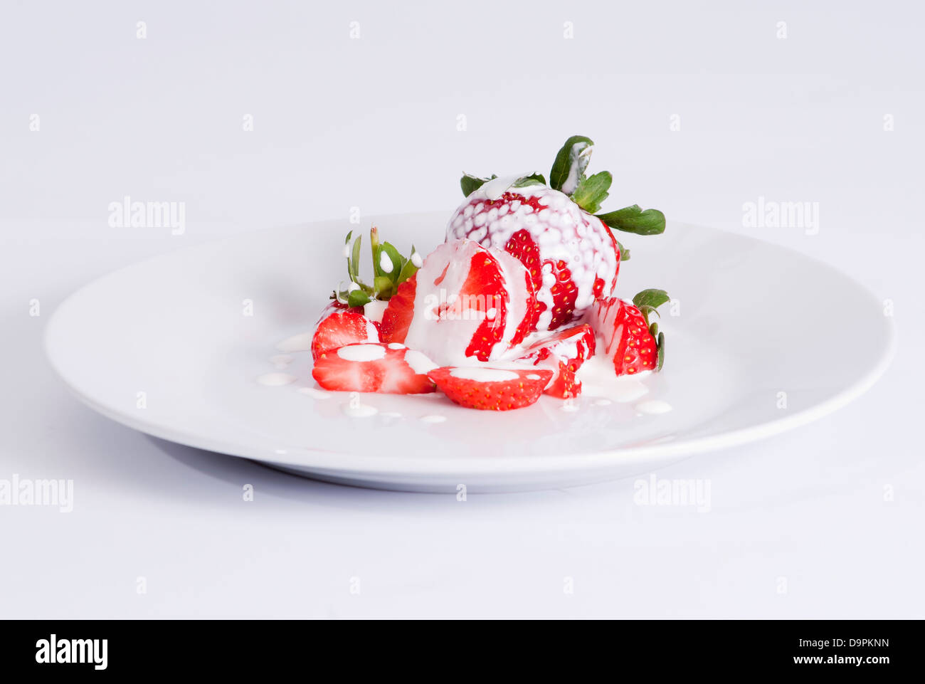 Erdbeeren und Sahne Stockfoto