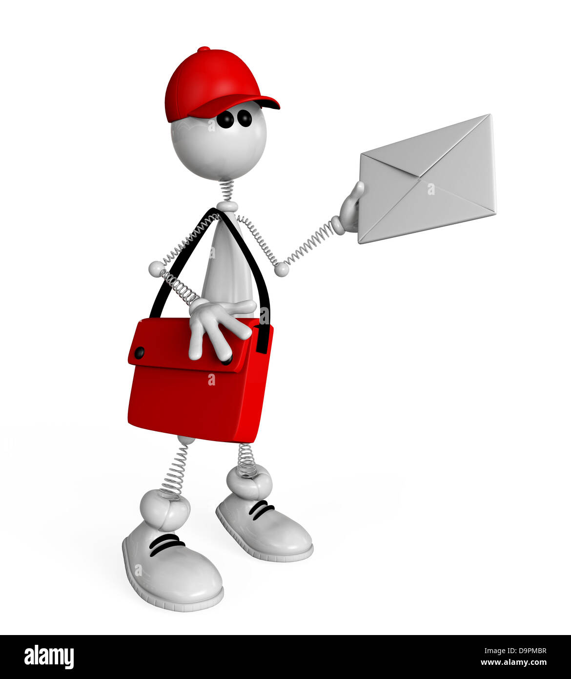Der Postbote liefert Briefe und Pakete. Stockfoto