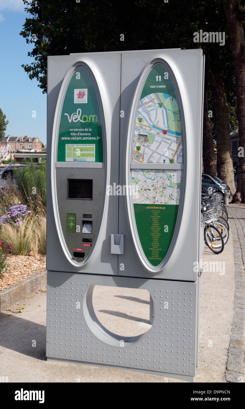 Die Velam Fahrrad Schema Zahlung und Buchung stehen in Amiens, Picardie, Frankreich. Stockfoto