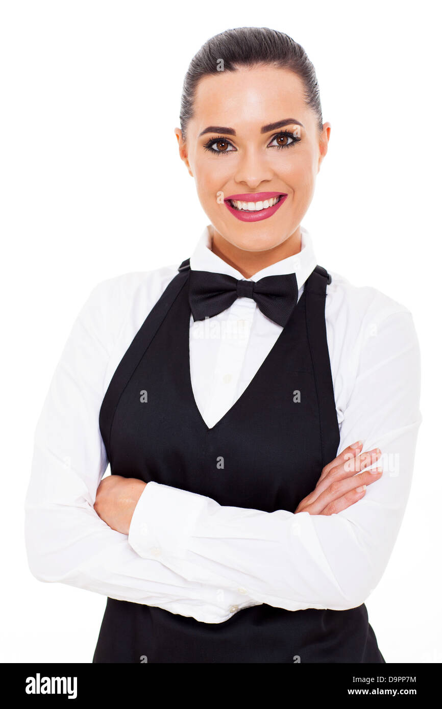 attraktive junge Kellnerin halblängen Porträt Stockfoto