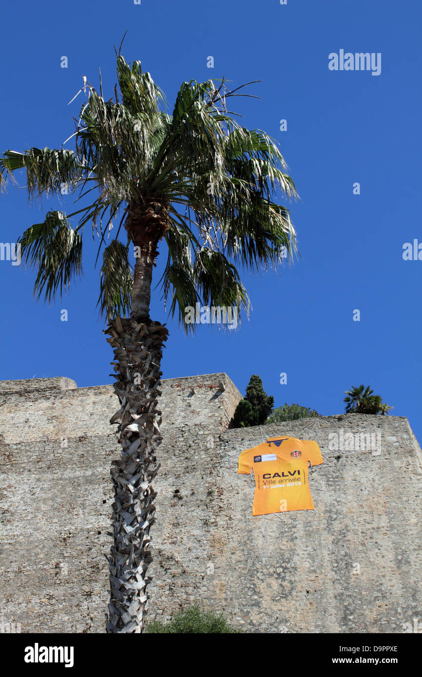 Die Tour de France besucht Calvi, Korsika, Frankreich zum ersten Mal im Jahr 2013 die 100. Tour. Stockfoto