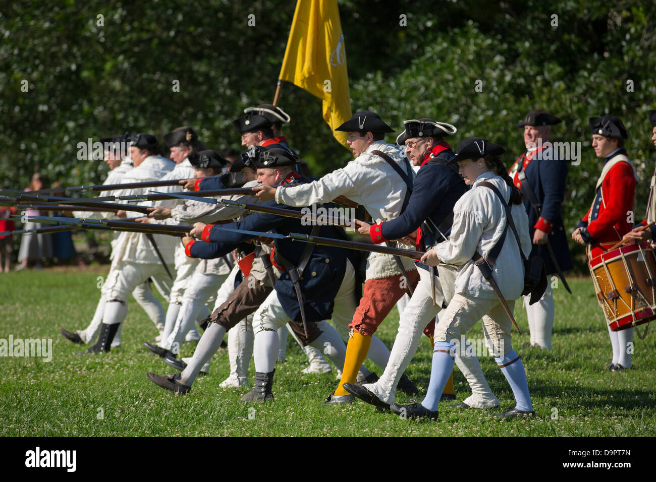 Revolutionär War Reenactment in Colonial Williamsburg, Virginia, USA Stockfoto
