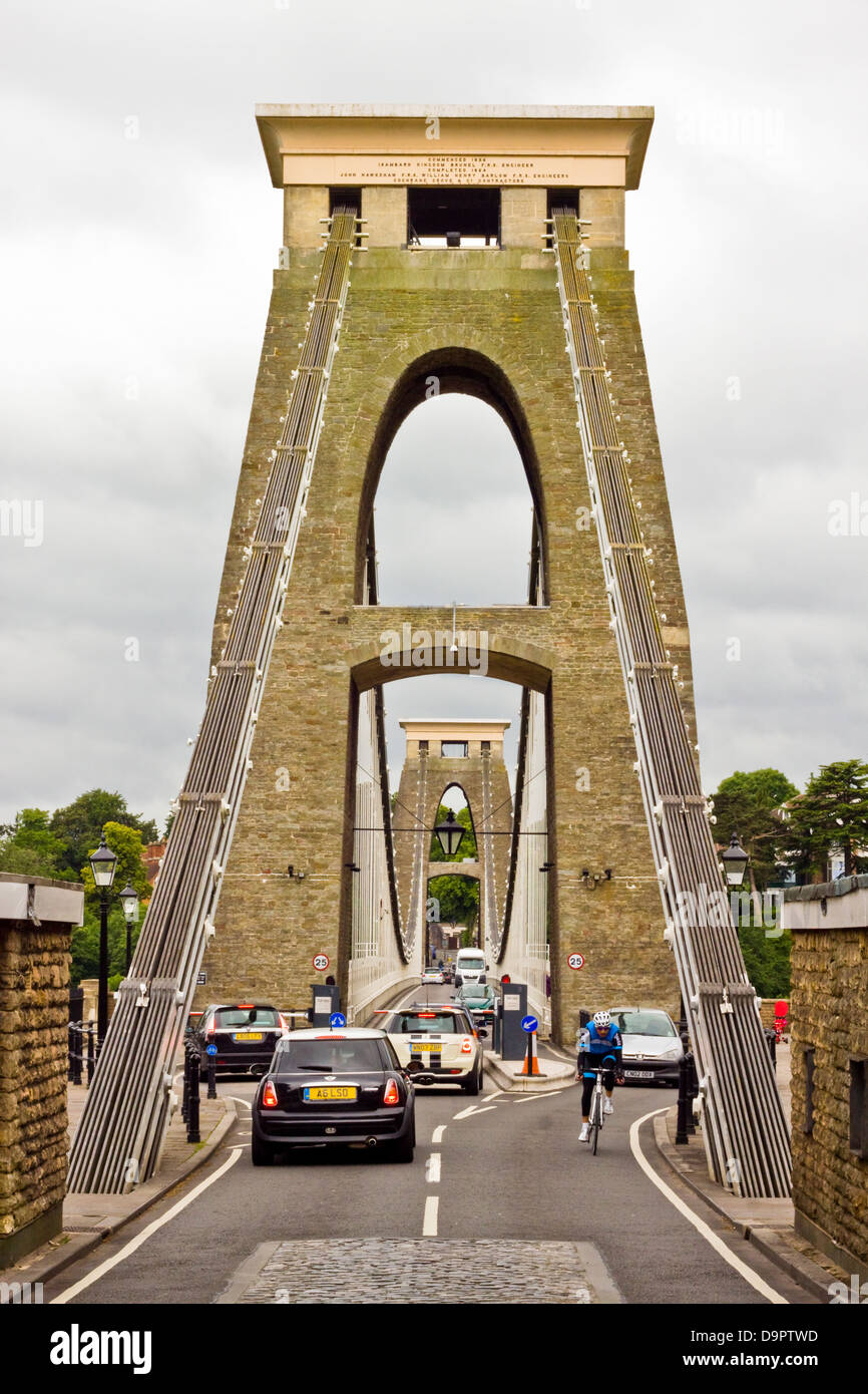 Ein Blick auf den Nordeingang, die Clifton Suspension Bridge Stockfoto